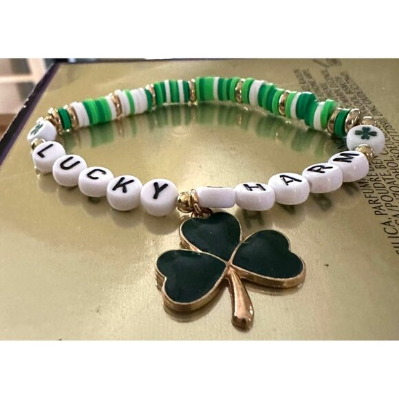 St Patricks Day Bracelet New Beaded Shamrock Lucky Charm New Festive Par… - Picture 2 of 12